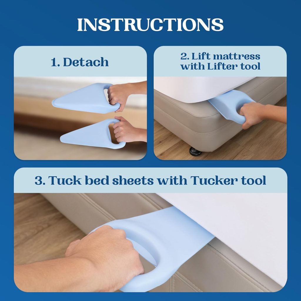 FeelAtHome Bed LIFTucker | 2in1 Bed Maker - Mattress Lifter and Bed Sheet Tucker Tool - Lift and Hold The Mattress While Changing Sheets - Tucks Fitted and Flat Bed Sheets