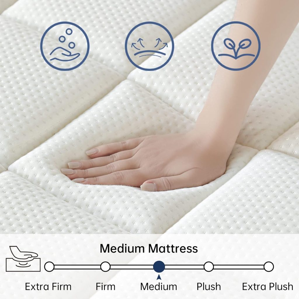 King Mattress, King Size Mattress in a Box, (Upgrade Strengthen) 10 Inch Hybrid Mattress King Size, Ultimate Motion Isolation with Gel Memory Foam and Pocket Spring, Edge Support, Medium Firm