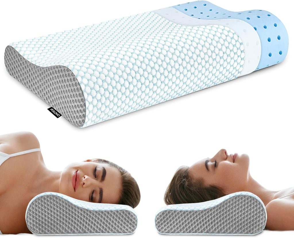 Memory Foam Pillows Neck Pillow Bed Pillow for Sleeping, Ergonomic Cervical Pillow for Neck and Shoulder Pain Relief,Orthopedic Contour Pillow for Side Back Stomach Sleeper