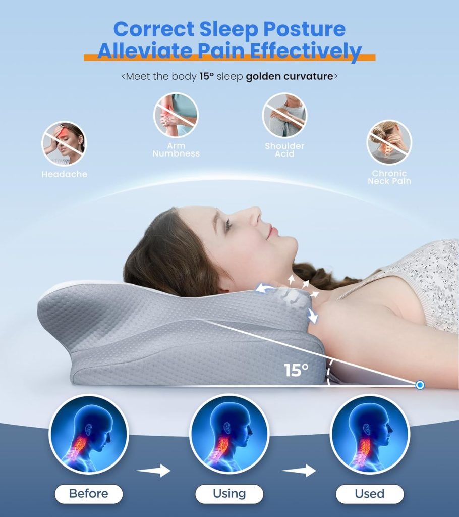Ultra Pain Relief Cooling Pillow for Neck Support, Adjustable Cervical Pillow Cozy Sleeping, Odorless Ergonomic Contour Memory Foam Pillows, Orthopedic Bed Pillow for Side Back Stomach Sleeper