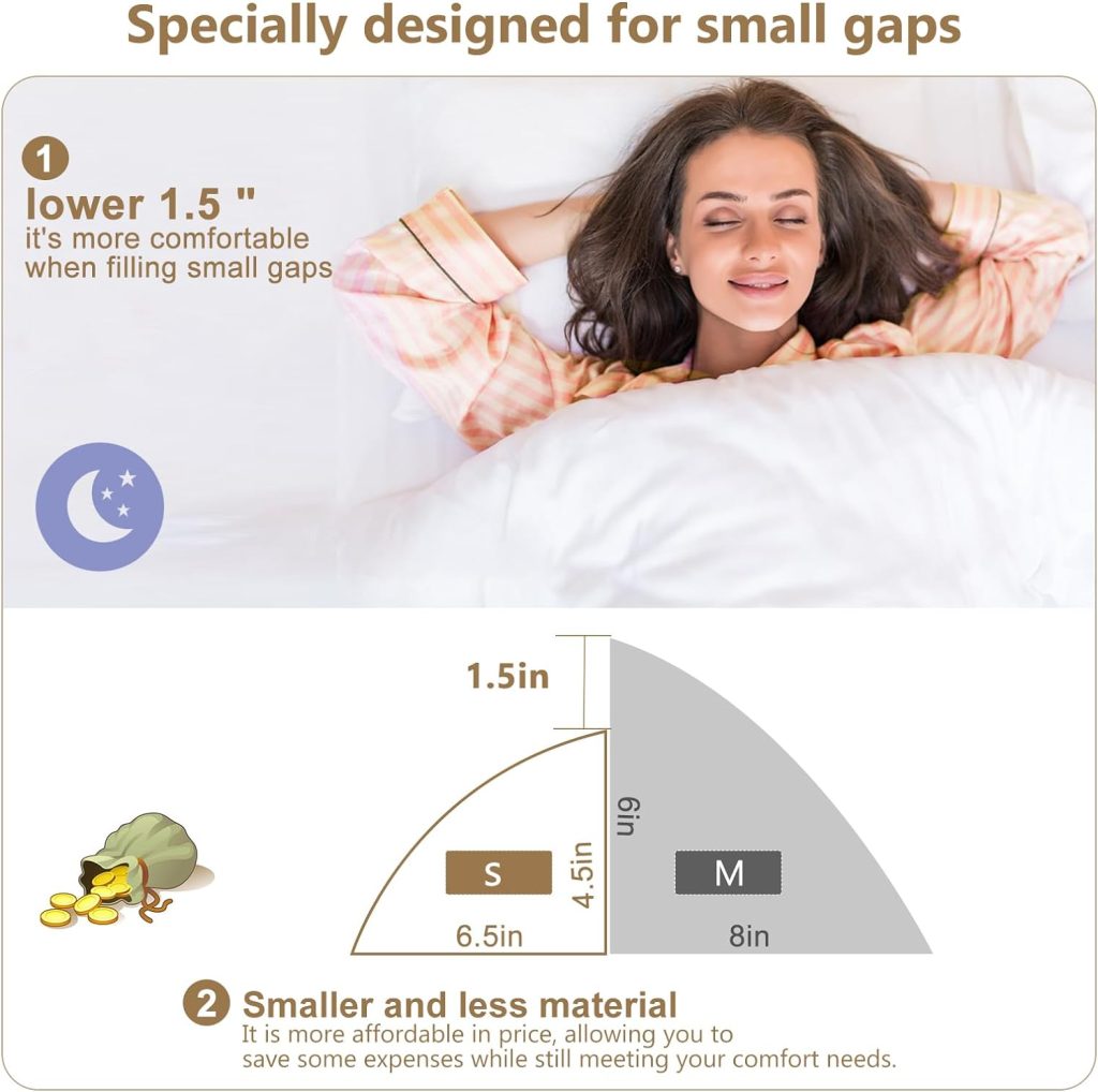 Vekkia Queen Bed Wedge Pillow for Headboard Gap(0-6)/Mattress Gap Filler/Headboard Pillow/Bed Wedge Gap Filler,Stop Loosing Your Pillows(Gray 60x10x6)