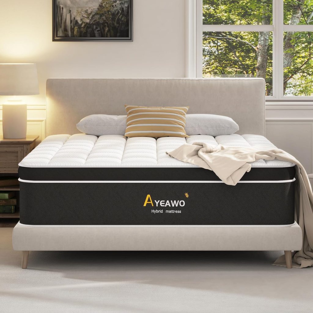 Ayeawo Full Size Mattress, 12 Inch Hybrid Mattress Full Size with Memory Foam and Pocket Springs, Pressure Relief and Strong Support, Plush Feel Breathable Fabric, Full Mattress in a Box, Medium Firm