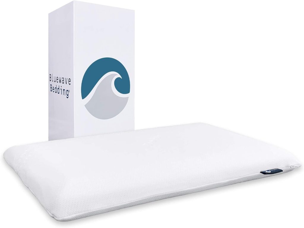 Bluewave Bedding Hyper Slim Gel Memory Foam Pillow for Stomach and Back Sleepers - Thin, Flat Design for Cervical Neck Alignment and Deeper Sleep (2.25-Inches Height, Standard Size)