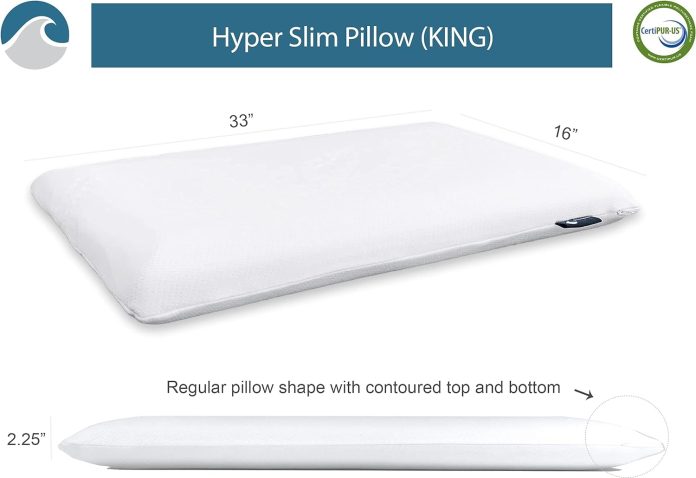bluewave bedding hyper slim gel memory foam pillow for stomach and back sleepers thin flat design for cervical neck alig 3