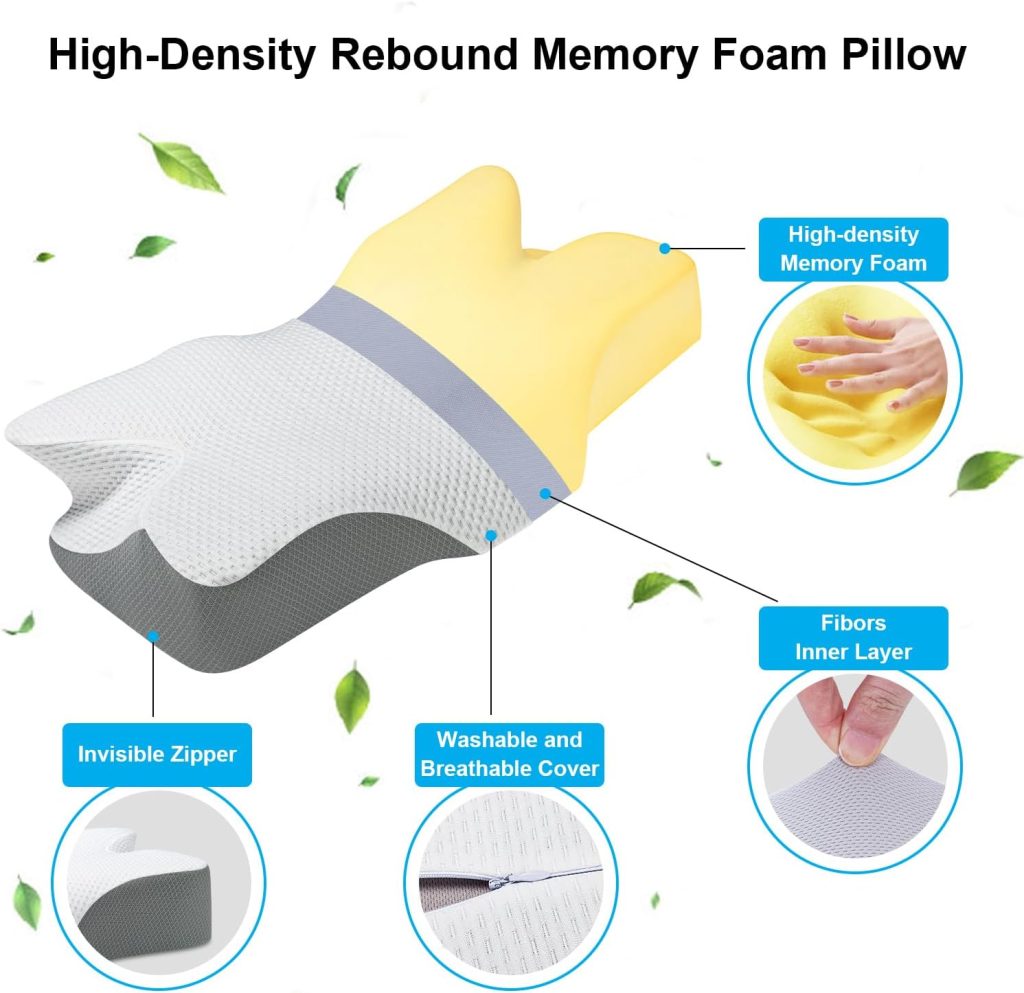 Cervical Pillow for Neck Pain Relief - Neck Pillows for Pain Relief Sleeping - Pillow for Neck and Shoulder Pain - Memory Foam Side Sleeper Ergonomic Pillow for Back Stomach Sleeper - White, Firm