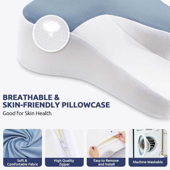 donama cervical pillow for bed sleeping memory foam contour neck pillows with breathable pillowcase ergonomic neck suppo 2