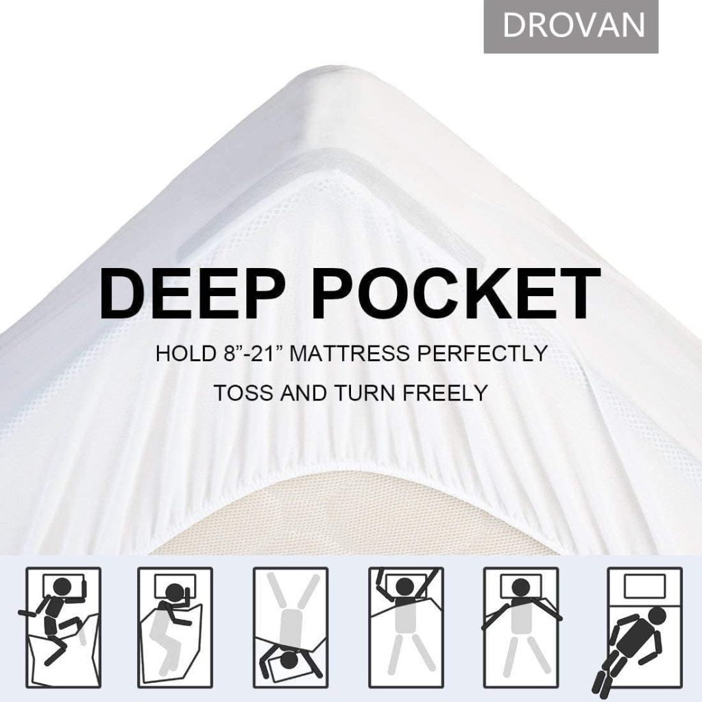 DROVAN Mattress Topper Queen Size - Extra Thick Mattress Pad Cover - Pillow Top Deep Pocket with Breathable 7D Spiral Fiber Filling Cooling Mattress Cover
