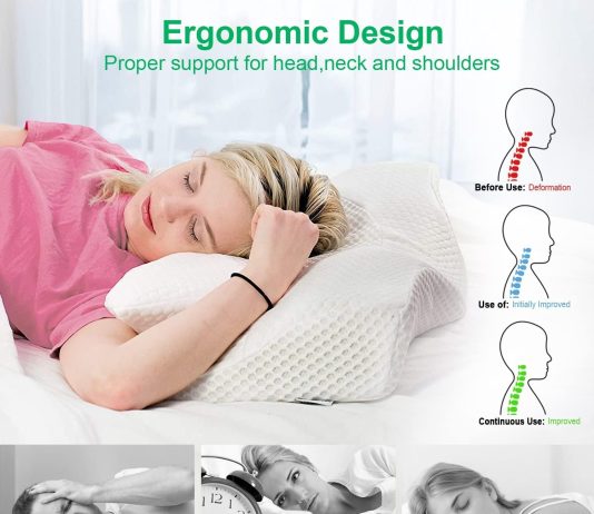 elviros cervical memory foam pillows for neck and shoulder pain ergonomic orthopedic sleeping neck contoured support pil 4