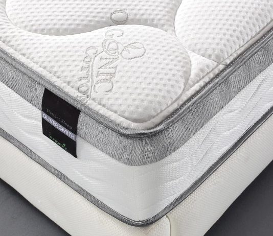 oliver smith organic cotton 10 inch perfect sleep comfort plush euro pillow top cool memory foam pocket spring mattress