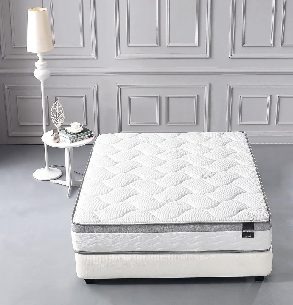 Oliver Smith - Organic Cotton - 10 Inch - Perfect Sleep - Comfort Plush Euro Pillow Top - Cool Memory Foam  Pocket Spring Mattress - Green Foam Certified - (furMattress_Chiland_10_Twin)