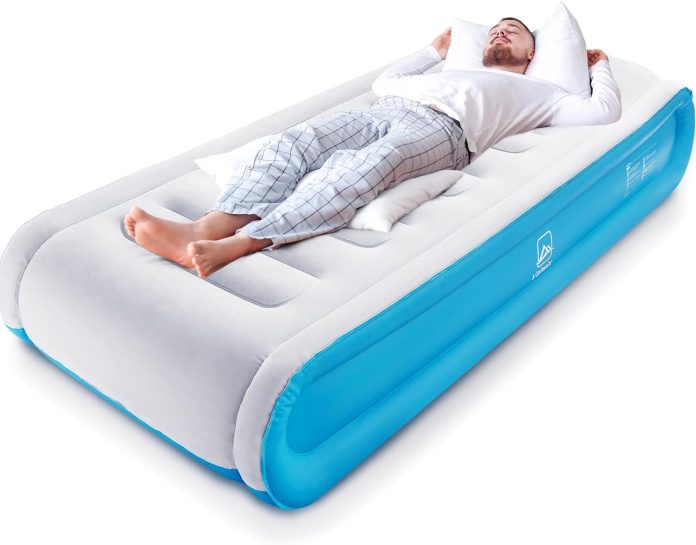 valwix twin air mattress with built in pump pillow 17 height air bed wsupportive tech inflatable mattress for home trave