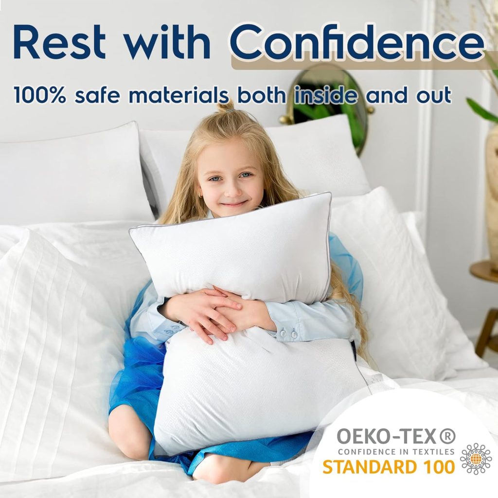 viewstar Pillows Queen Size Set of 2, Bed Pillows for Sleeping, Queen Pillows 2 Pack for Back, Stomach or Side Sleepers, Fluffy Pillows for Bed with Down Alternative, Machine Washable, 20 x 30