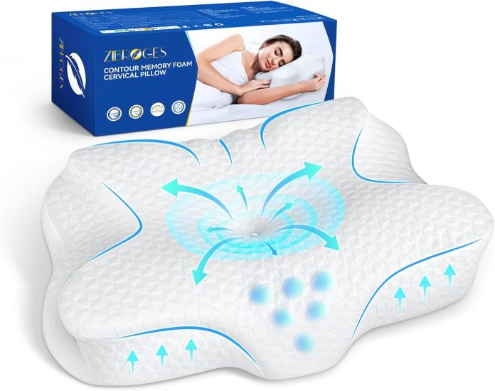 zibroges cervical memory foam pillow for neck shoulder pain relief sleeping supports your head ergonomic contoured ortho
