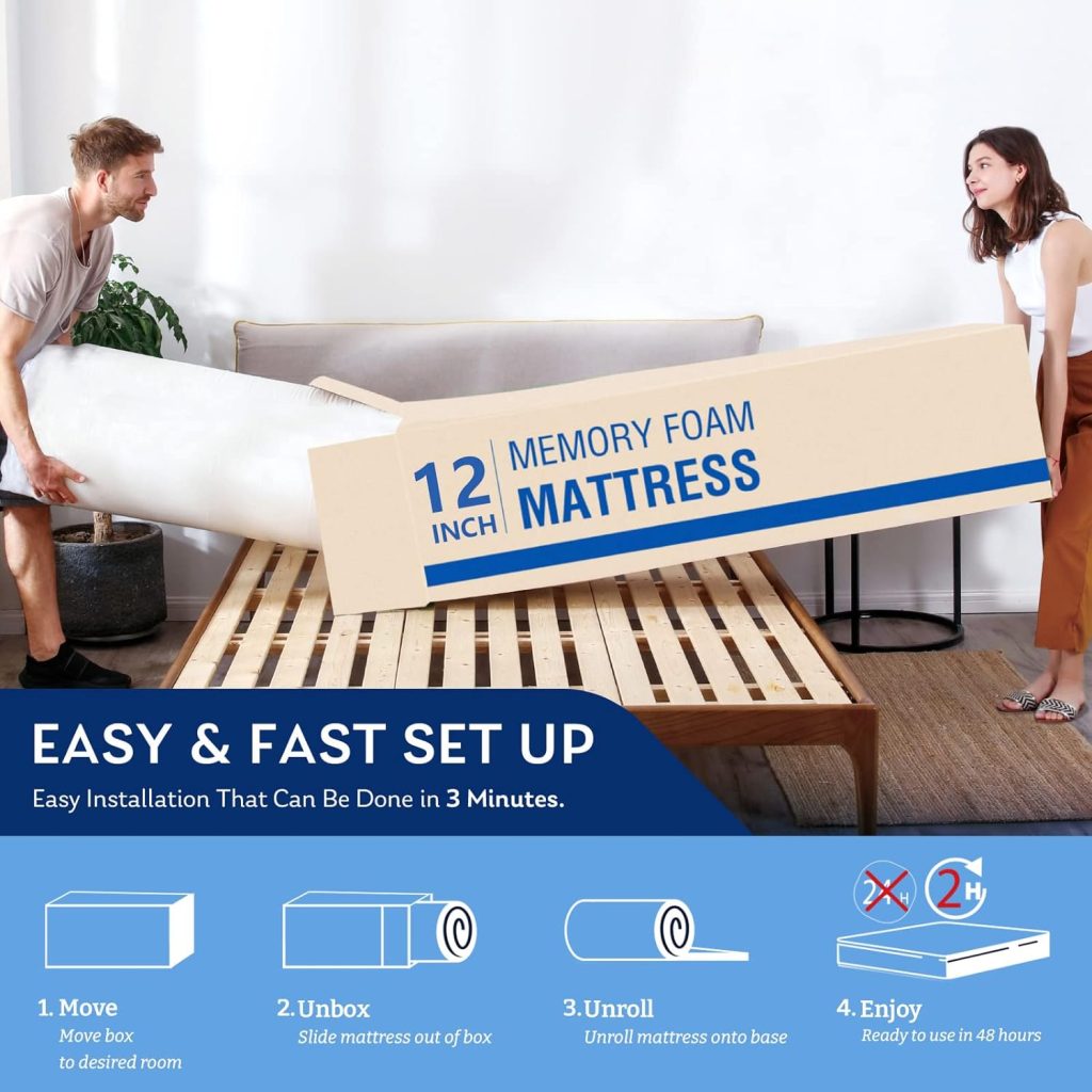 Queen Mattress, 10 inch Queen Size Gel Memory Foam Mattress for a Cool Sleep Pressure Relief, Medium Firm, Bed in a Box